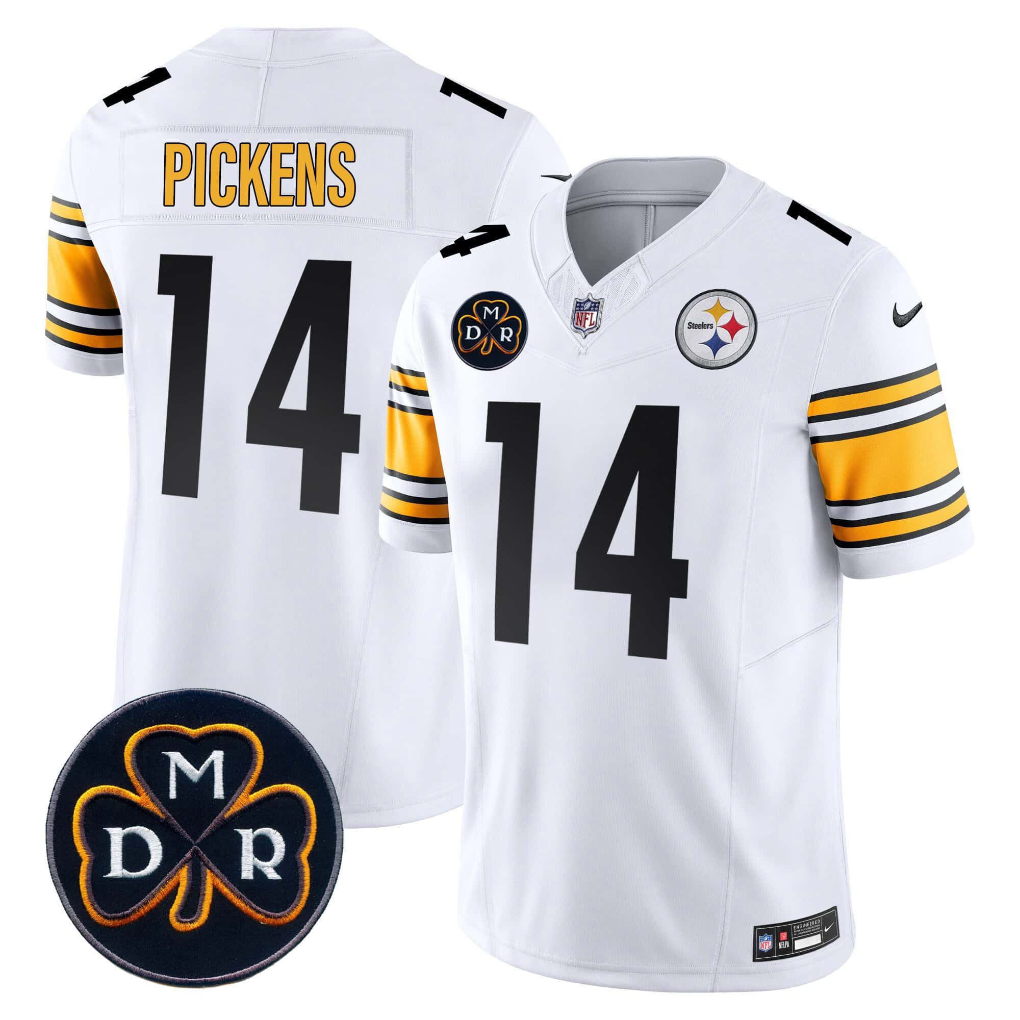 Men Pittsburgh Steelers #14 Pickens White 2024 Nike DMR Patch Vapor Limited NFL Jersey->indianapolis colts->NFL Jersey